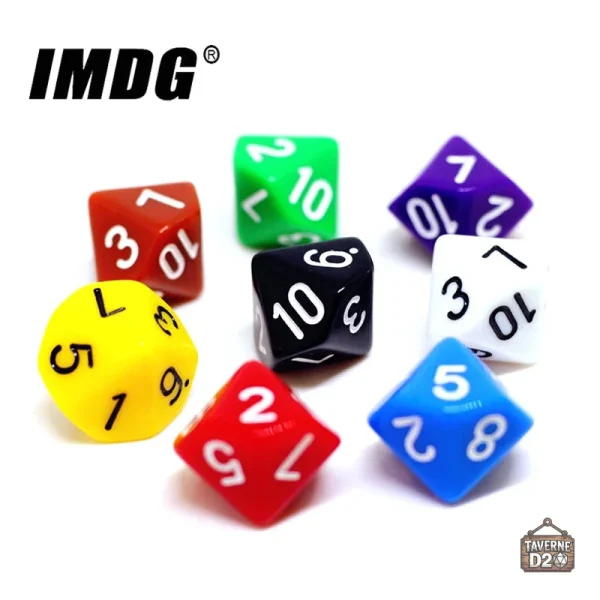 Lot de 10 dés colorés pour jeux de société