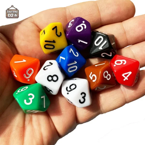 Set de 10 dés colorés pour soirées ludiques