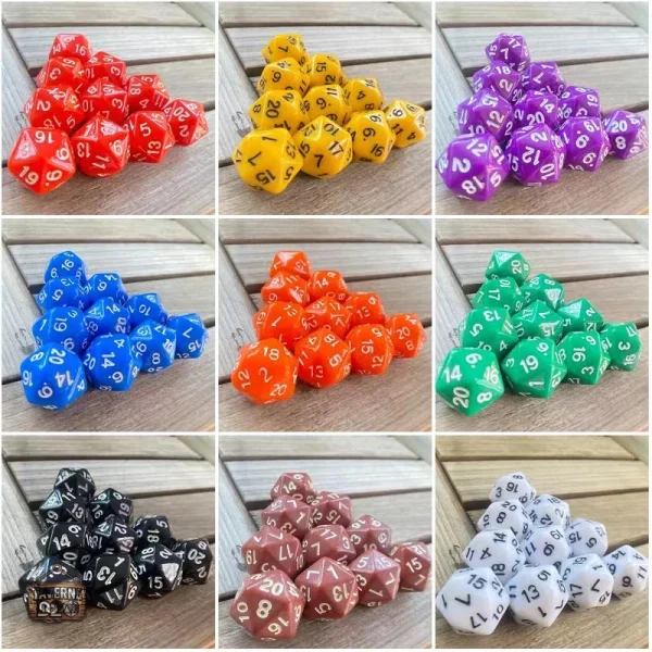 10d20-1 Lot de 10 dés à 20 faces colorés pour jeux de rôle