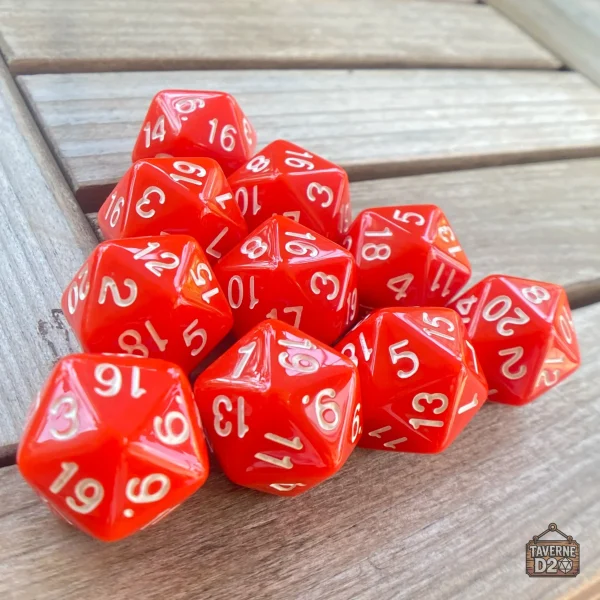 Pack de dés à 20 faces, idéal pour les joueurs