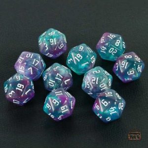 Dés polyédriques D20 en couleur céleste