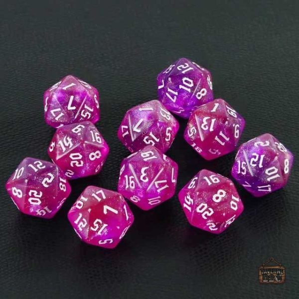 Ensemble de dés D20 lumineux et attrayants