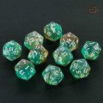 Jeux de société : dés D20 en teintes célestes