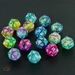 Collection de 10 dés D20 aux motifs célestes