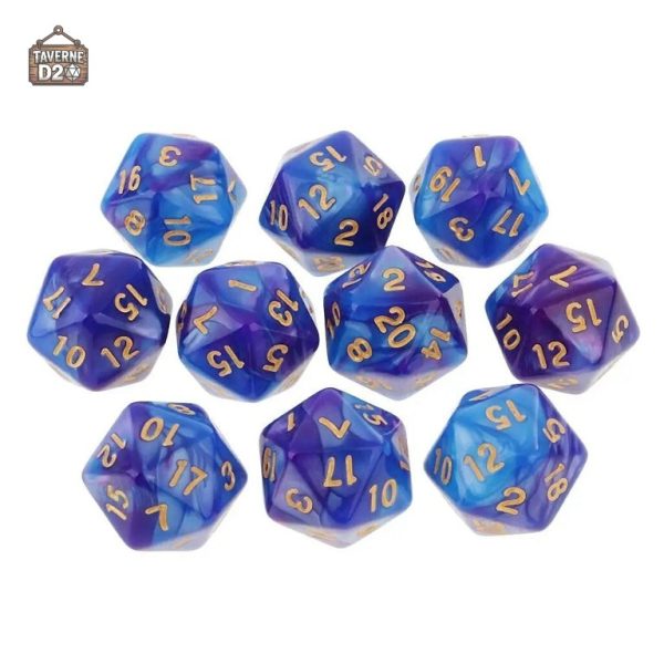 D20 marbré en résine pour jeux de société