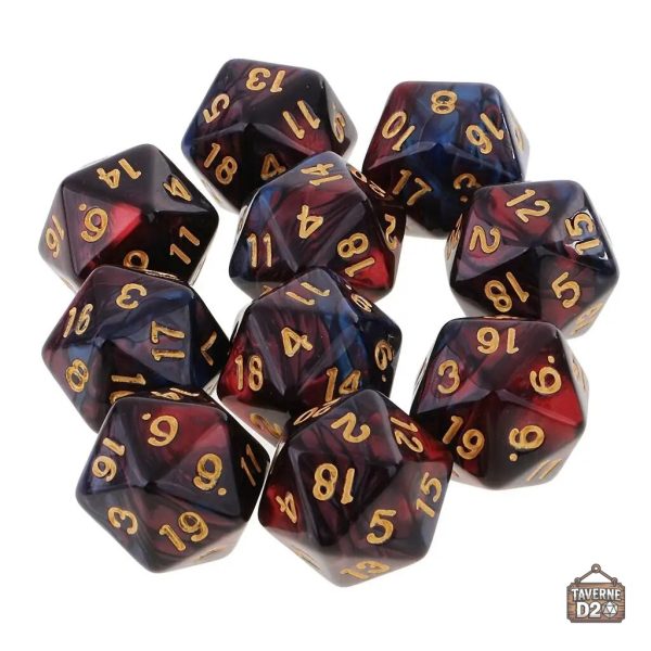 D20 marbré avec motifs uniques pour joueurs