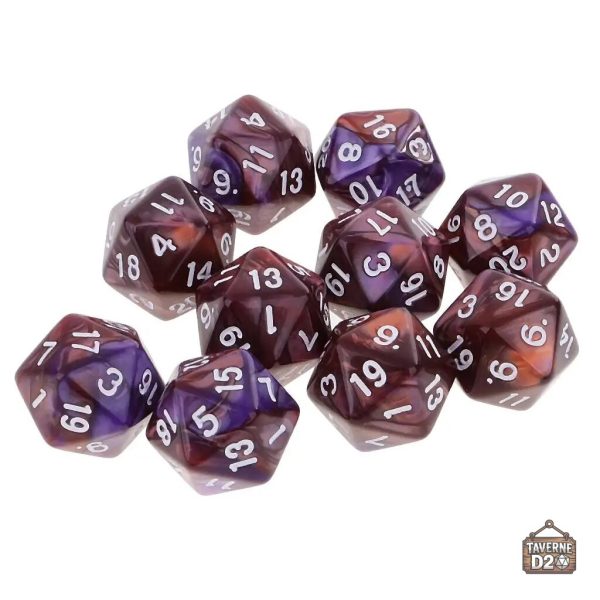 D20 marbré, collection de dés à lancer