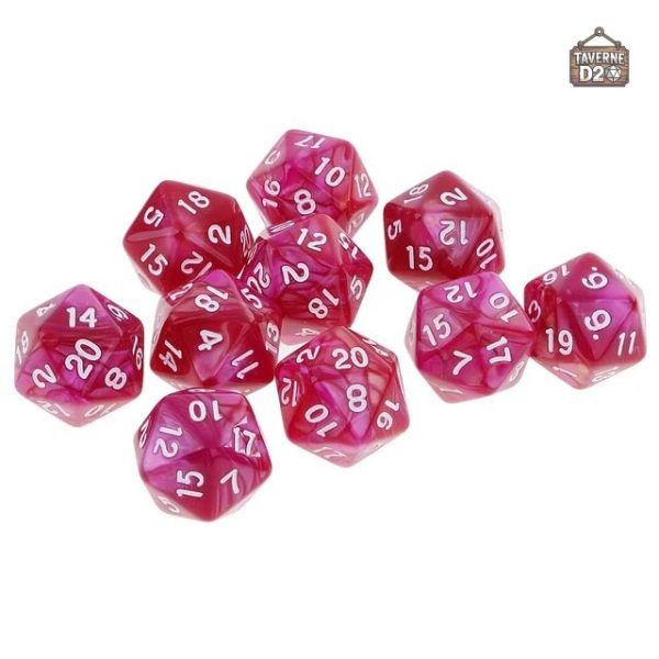 D20 marbré en lot pour amateurs de jeux