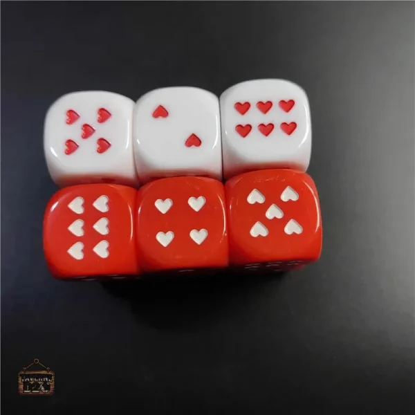 10d6-coeurs-1 D6 Cœurs lot de 10 dés pour jeux de société