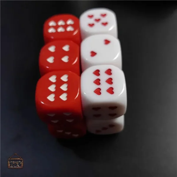 D6 Cœurs dés en plastique, idéal pour les jeux