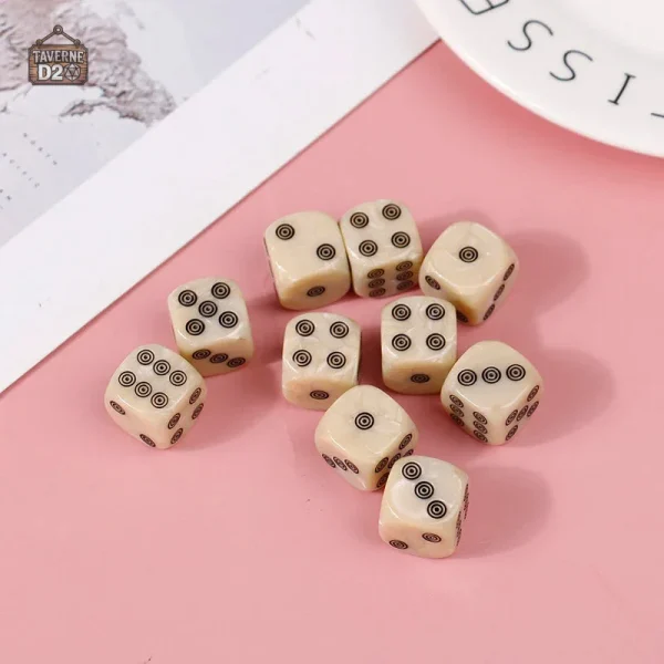 Dés à 6 faces ivoire pour jeux de société (x10)