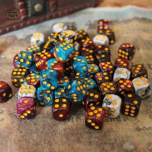 Accessoires de jeu : lot de dés marbrés à 6 faces