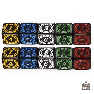 Lot de 10 dés à 6 faces motif mosaïque