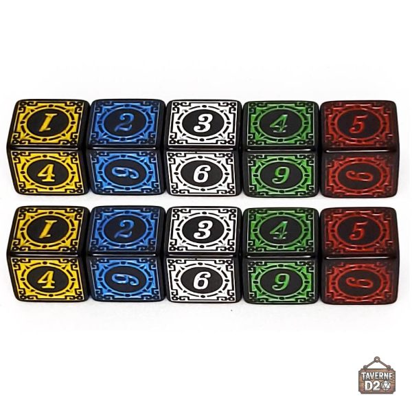 10d6-motif-mosaique-1 Lot de 10 dés à 6 faces motif mosaïque
