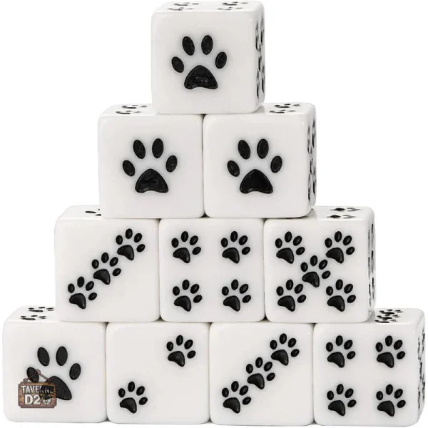 D6 pattes de chat en résine, set de 10 dés
