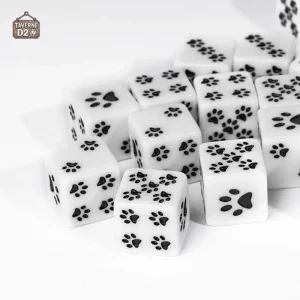 Dés D6 avec motif de pattes de chat, collection unique