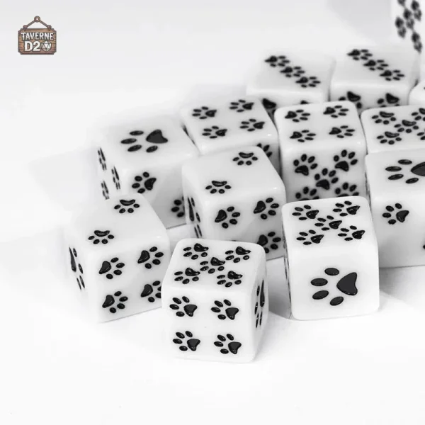 Dés D6 avec motif de pattes de chat, collection unique