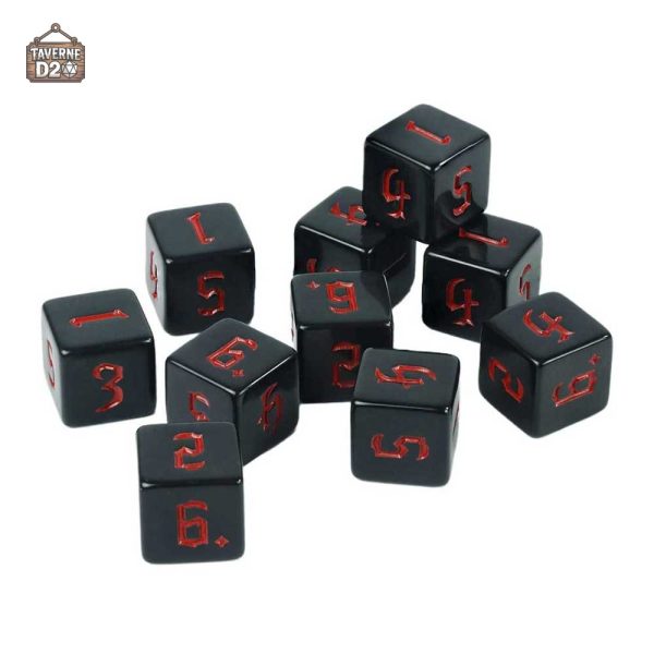 Dés à six faces, pack de 10 unités unies