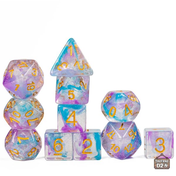 11-des-jdr-nebuleuse-divine-1 Dés de JDR Nébuleuse Divine - Lot de 11 dés colorés