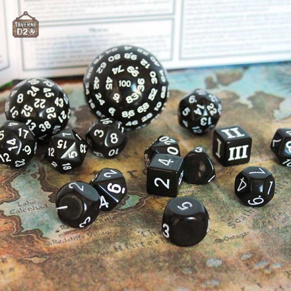 Dés de jeu de rôle variés pour aventures fantastiques