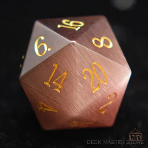 D20 violet en œil de chat pour jeux de rôle