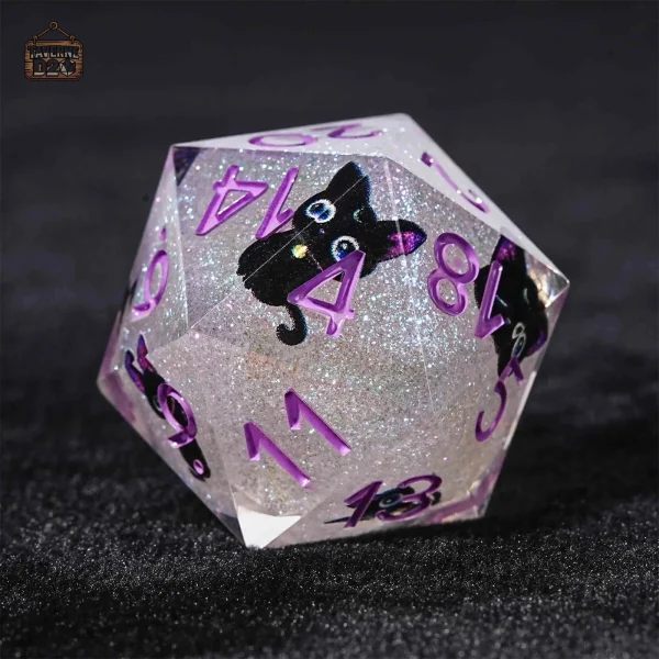 20d-chat-1 D20 chat en résine pour jeux de rôle