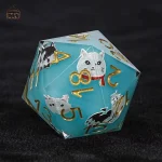 Dé à jouer D20 avec design félin