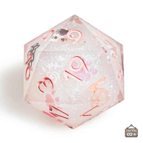 D20 chat coloré pour aventuriers ludiques