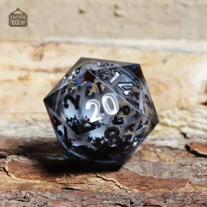 D20 avec motif de planète, parfait pour les joueurs