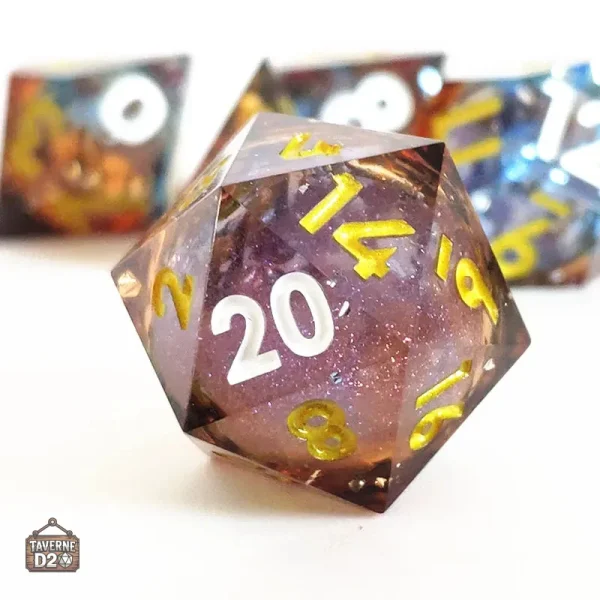 Dé polyédrique D20, design miniature de planète