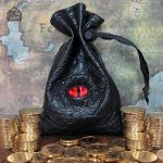 Bourse à dés dragon avec 50 pièces au trésor