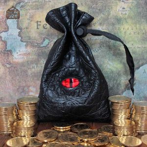 Bourse à dés dragon avec 50 pièces au trésor