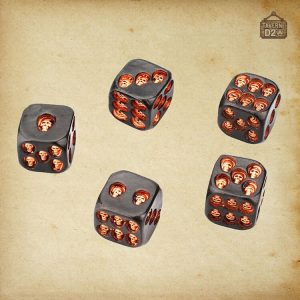 Dés crânes en bois - Lot de 5D6