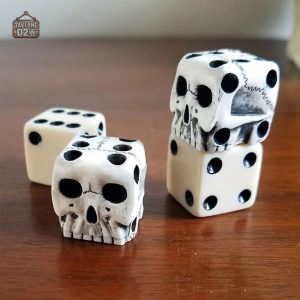 Lot de 5 dés tête de mort pour jeux de rôle