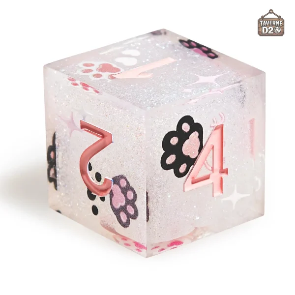 6d-chat-1 D6 chat en résine, dé à 6 faces pour jeux de société