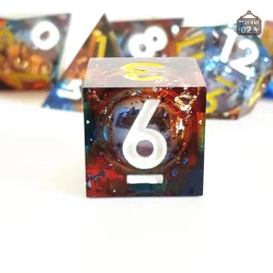 D6 mini planète, dé décoratif en résine