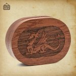 Boite à dés artisanale en bois avec dragons