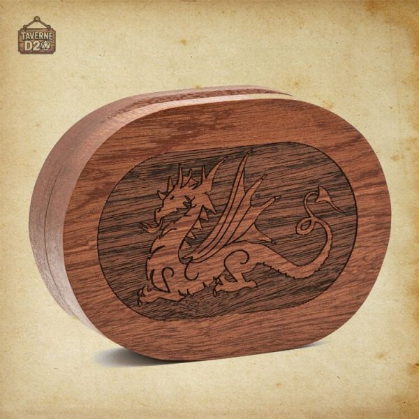 Boite à dés artisanale en bois avec dragons