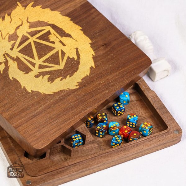 Boite de rangement en bois pour jeux de dés