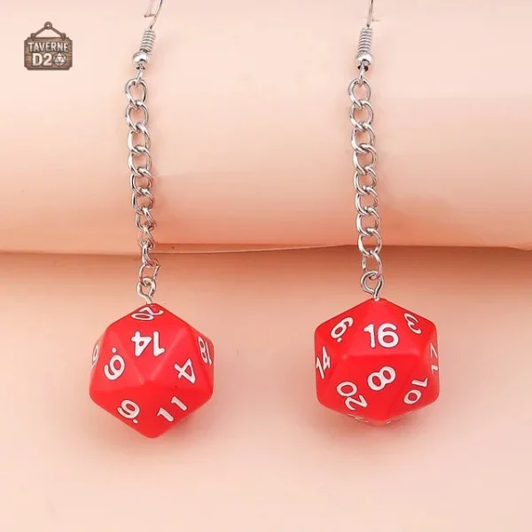Boucles d'oreille D20 en forme de dé pour les passionnés