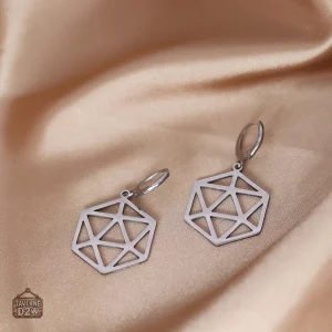 Élégantes boucles d'oreilles D20 en forme plate