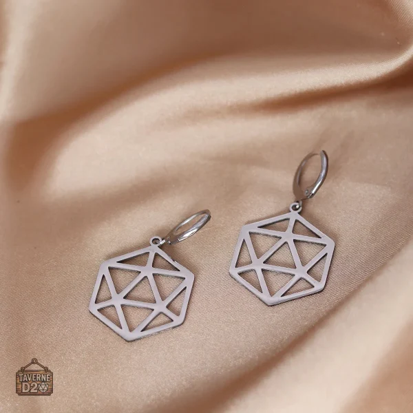 Élégantes boucles d'oreilles D20 en forme plate