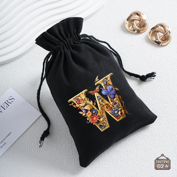 Bourse à dés alphabet avec motifs floraux