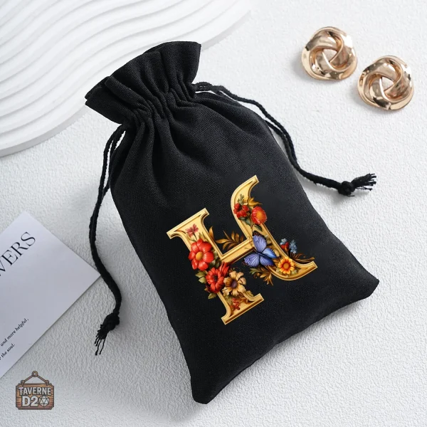 Bourse à dés illustrée de motifs floraux