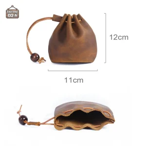 Pochette à dés en cuir véritable, style classique