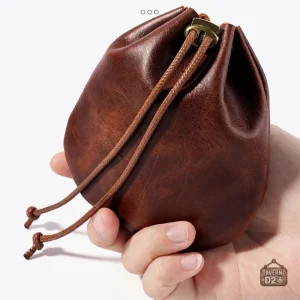 Bourse à dés en cuir véritable médiévale
