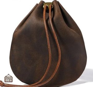 Bourse à dés en cuir authentique