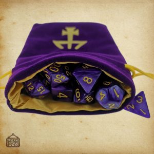 Bourse en tissu avec set de dés pour jeux de société