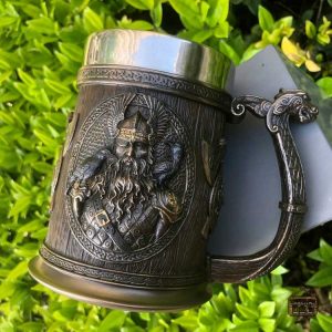 Chope de bière Odin & Thor en céramique artisanale