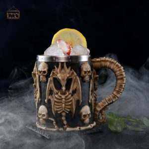 Chope Dragon Squelette en céramique décorative
